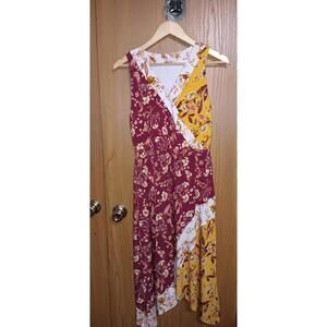 Cato Maxi Sundress Womens Sleeveless Size Small Wrap Vneck Tier Down Fall Floral